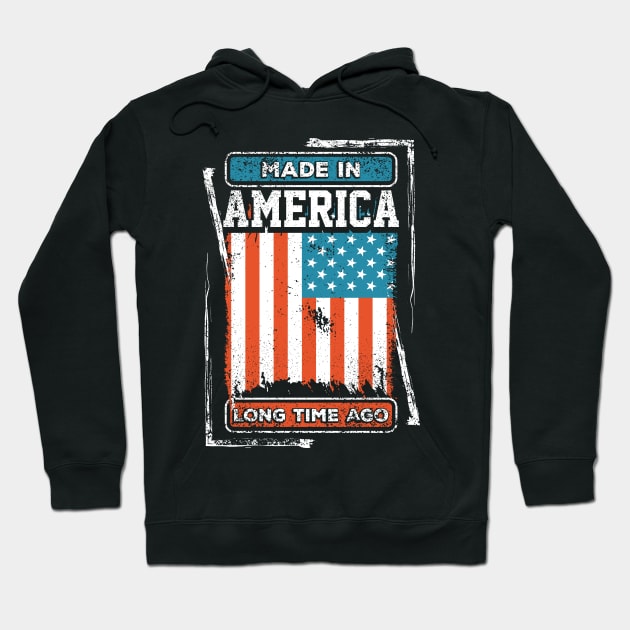 United States of America Flag Born Distressed Novelty Gift Hoodie by ChicagoBoho